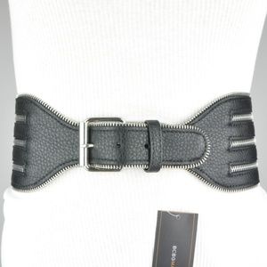 Black Wide Waist Faux Leather Belt